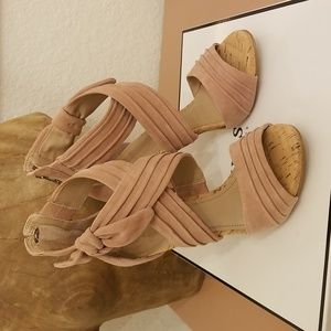 Guess Blush Suede Bow Sandals